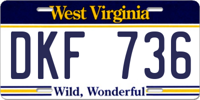 WV license plate DKF736
