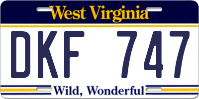 WV license plate DKF747