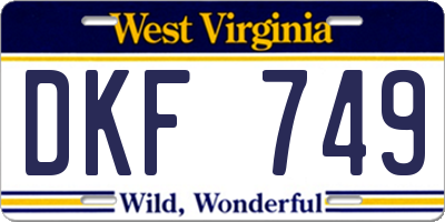 WV license plate DKF749