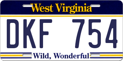 WV license plate DKF754