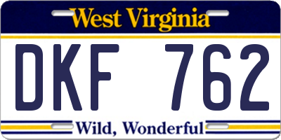 WV license plate DKF762