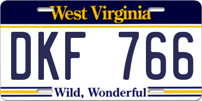 WV license plate DKF766