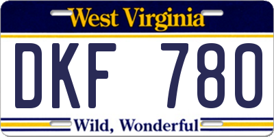 WV license plate DKF780