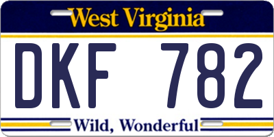 WV license plate DKF782