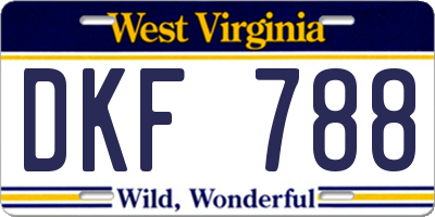 WV license plate DKF788