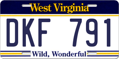 WV license plate DKF791