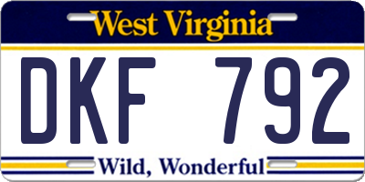 WV license plate DKF792