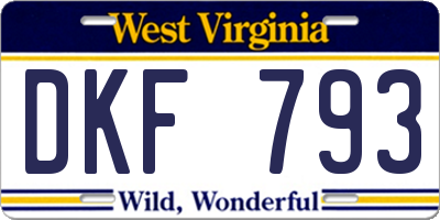 WV license plate DKF793