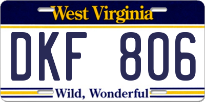WV license plate DKF806