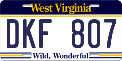 WV license plate DKF807