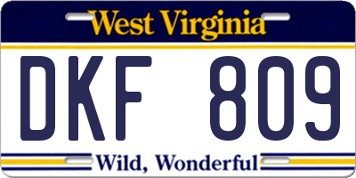 WV license plate DKF809