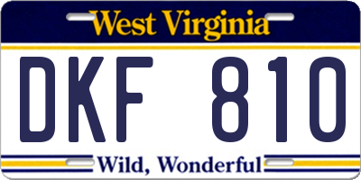 WV license plate DKF810