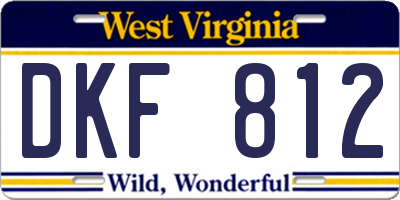 WV license plate DKF812