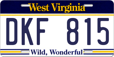 WV license plate DKF815