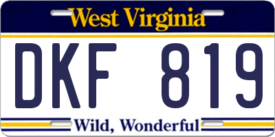 WV license plate DKF819