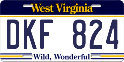 WV license plate DKF824