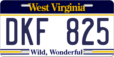 WV license plate DKF825