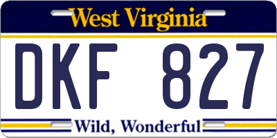 WV license plate DKF827