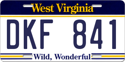 WV license plate DKF841