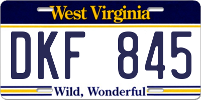 WV license plate DKF845