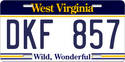 WV license plate DKF857