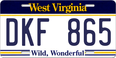 WV license plate DKF865