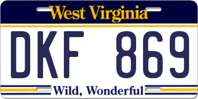 WV license plate DKF869