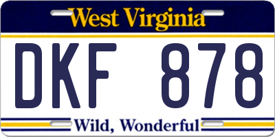 WV license plate DKF878