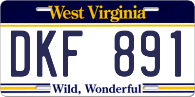 WV license plate DKF891