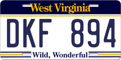 WV license plate DKF894