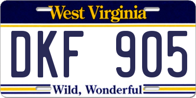 WV license plate DKF905
