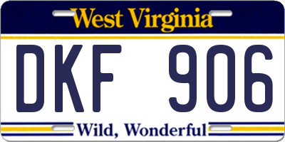 WV license plate DKF906