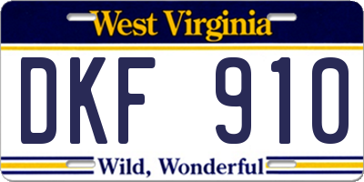 WV license plate DKF910