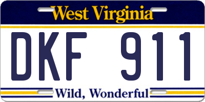 WV license plate DKF911