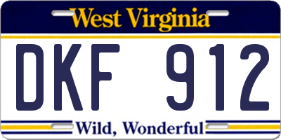 WV license plate DKF912