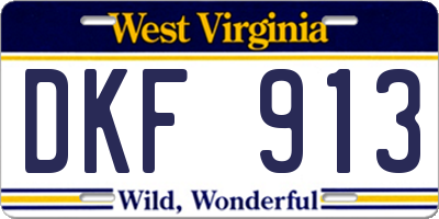 WV license plate DKF913