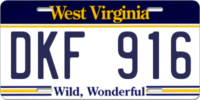 WV license plate DKF916