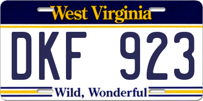 WV license plate DKF923