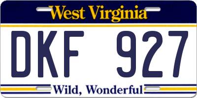 WV license plate DKF927