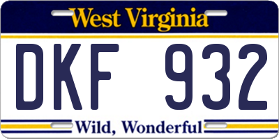 WV license plate DKF932