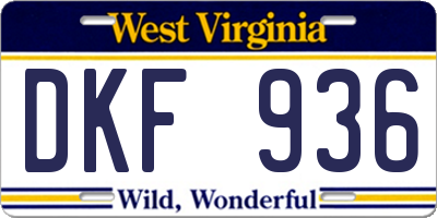 WV license plate DKF936