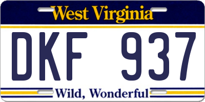 WV license plate DKF937
