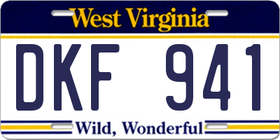 WV license plate DKF941