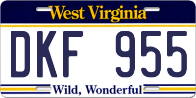 WV license plate DKF955