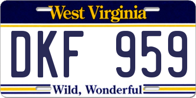WV license plate DKF959