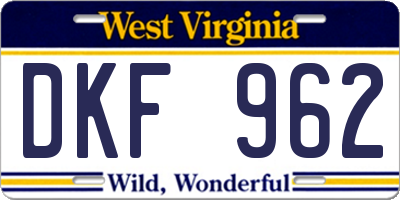 WV license plate DKF962