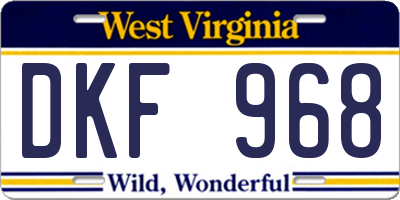 WV license plate DKF968