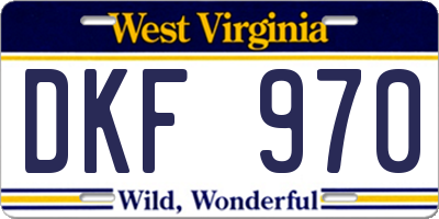 WV license plate DKF970