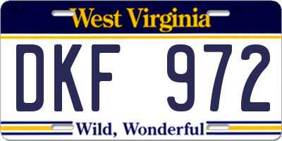 WV license plate DKF972