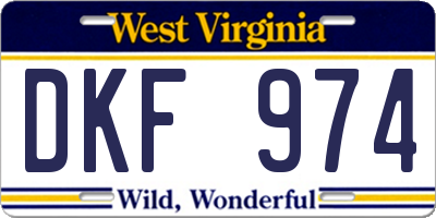 WV license plate DKF974